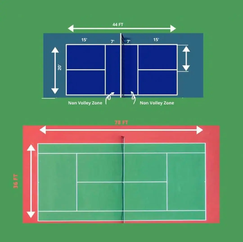 sự khác nhau giữa tennis và pickleball